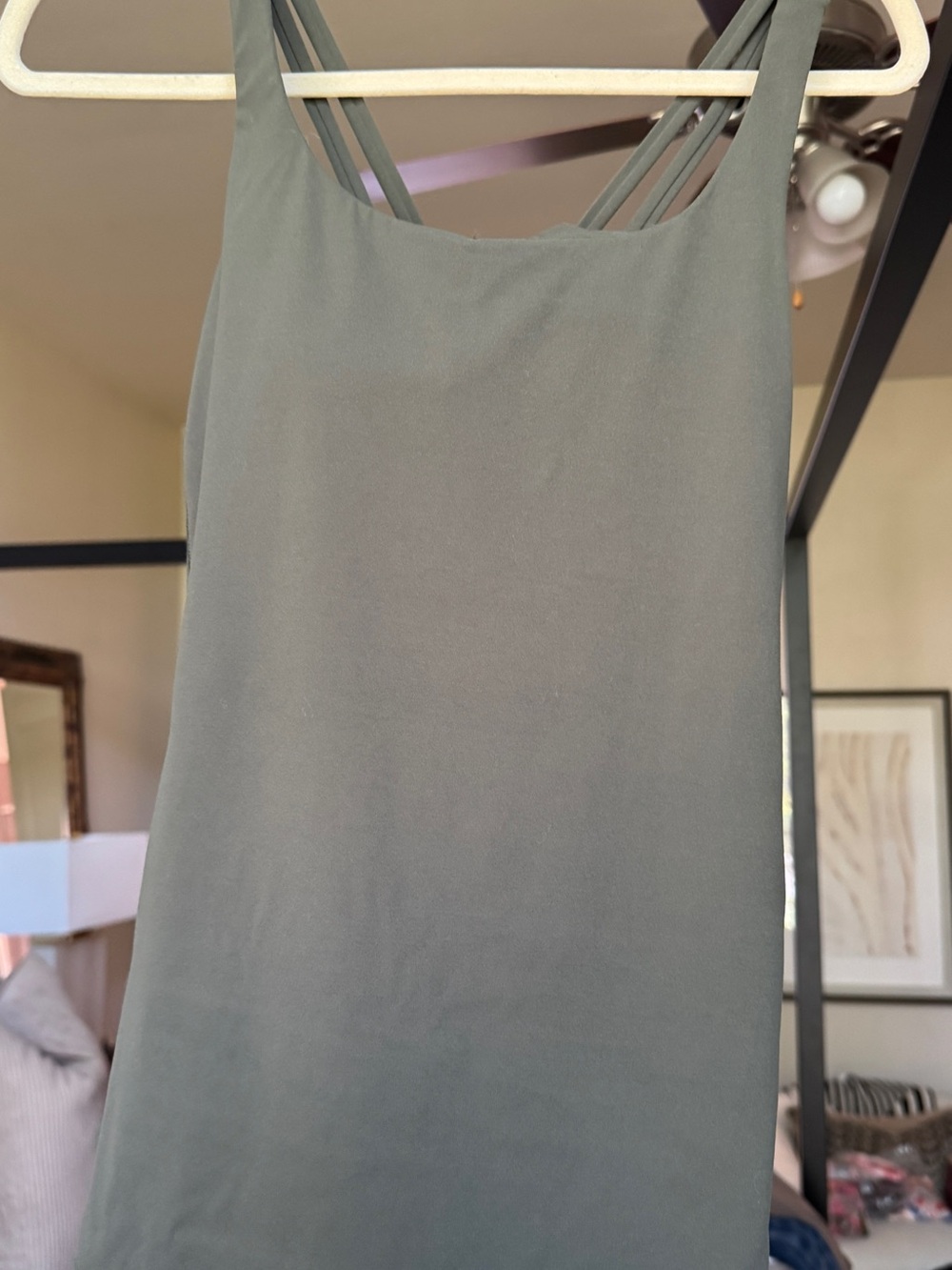 HALARA High-Waist Olive Green Leggings and Matching Shirt with Built in Bra - Picture 13 of 14